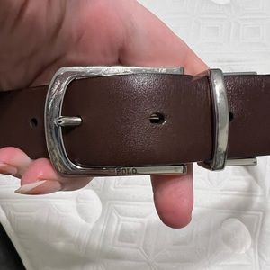 Mens Polo reversible brown/black leather belt
